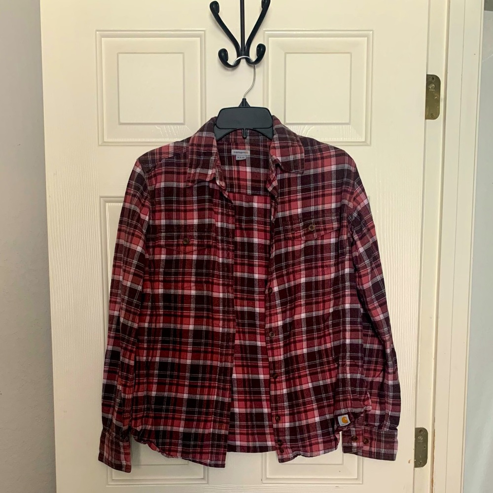 *BRAND NEW* NEVER WORN Carhartt womens flannel. Pink/brown/white.